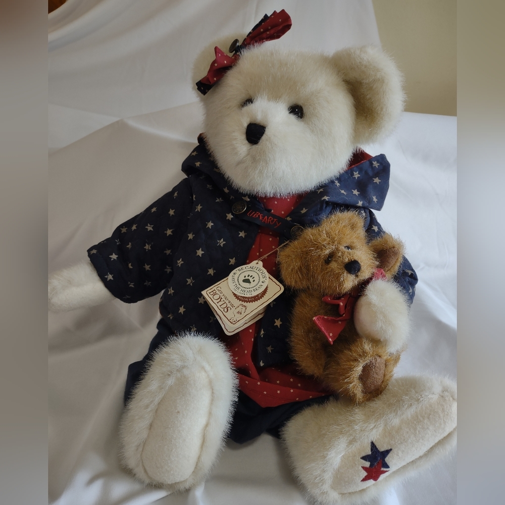 Starr B. Bearyproud with Sparkle, Boyd's Bear 16” Patriotic Bear Quilted Jacket